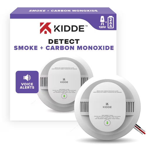 Kidde Hardwired Combination Smoke and CO Alarm with Voice Alert and 2 AA Backup Batteries