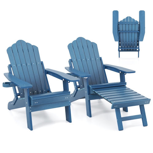 GYMAX  2 PCs Folding Adirondack Chair Hips Fire Pit Chair W/ Adjustable Backrest