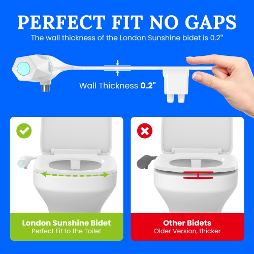 Ultra-Slim Dual-Nozzle Bidet Attachment - Adjustable Cold Water Pressure, Stainless Steel, Hygiene Upgrade,Non-Electric Bidet