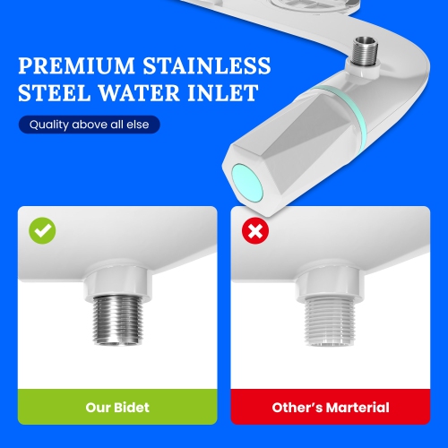 Ultra-Slim Dual-Nozzle Bidet Attachment - Adjustable Cold Water Pressure, Stainless Steel, Hygiene Upgrade,Non-Electric Bidet