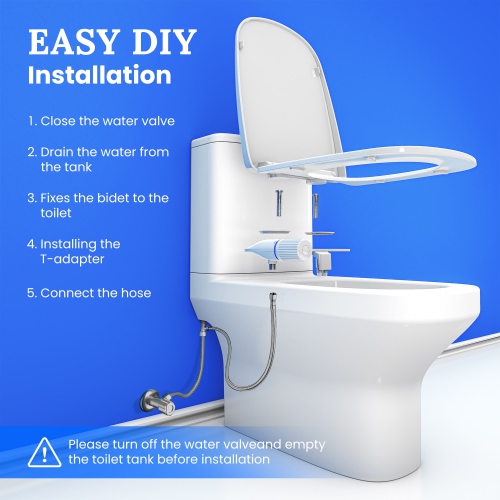 Ultra-Slim Dual-Nozzle Bidet Attachment - Adjustable Cold Water Pressure, Stainless Steel, Hygiene Upgrade,Non-Electric Bidet