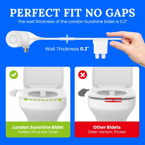 Ultra-Slim Dual-Nozzle Bidet Attachment - Adjustable Cold Water Pressure, Stainless Steel, Hygiene Upgrade,Non-Electric Bidet