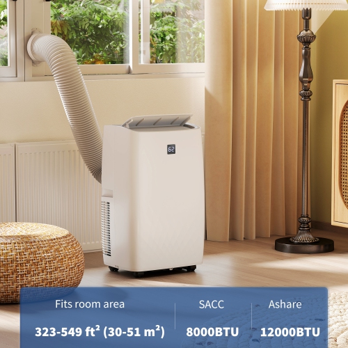 HOMCOM 12000 BTU Air Conditioner, AC Unit with Dehumidifier, Fan, 24H Timer On Off, 3 Speeds, Auto Sleep Mode, Remote Control, Window Kit, for Room