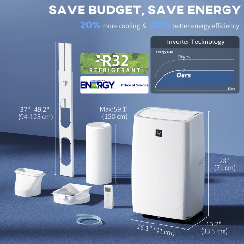 HOMCOM 14000 BTU Air Conditioner, AC Unit with Dehumidifier, Fan, 24H Timer On Off, 3 Speeds, Auto Sleep Mode, Remote Control, Window Kit, for Room