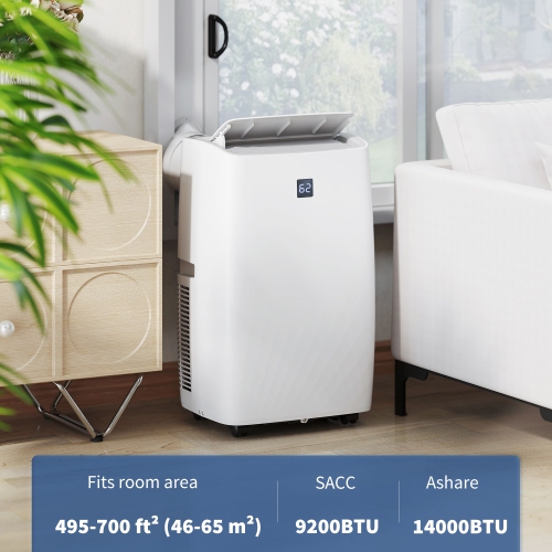 HOMCOM 14000 BTU Air Conditioner, AC Unit with Dehumidifier, Fan, 24H Timer On Off, 3 Speeds, Auto Sleep Mode, Remote Control, Window Kit, for Room
