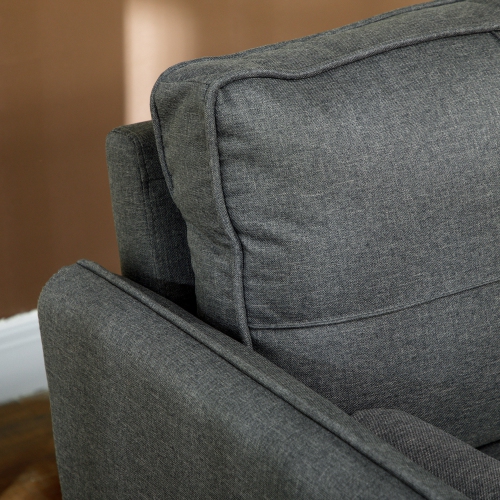 HOMCOM 56" Loveseat Sofa with Back Cushions and Pillows, Modern Love Seats Furniture, Upholstered 2 Seater Couch with Solid Wood Frame and Steel Legs