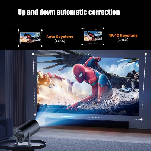 Projecteur intelligent Wi-Fi Bluetooth Prise en charge HD 4K Projecteur vidéo Android Auto Keystone Projecteur Home Outdoor Movie Projecteur