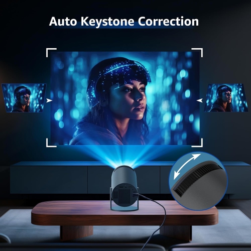 Projecteur intelligent Wi-Fi Bluetooth Prise en charge HD 4K Projecteur vidéo Android Auto Keystone Projecteur Home Outdoor Movie Projecteur