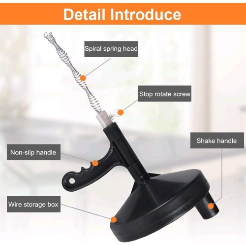 Drain Auger 25Ft Plumbing Snake,Drain Clog Remove Tool,Flexible Drain Auger Hair Clog Remover for Kitchen Bathroom Bathtub Sink