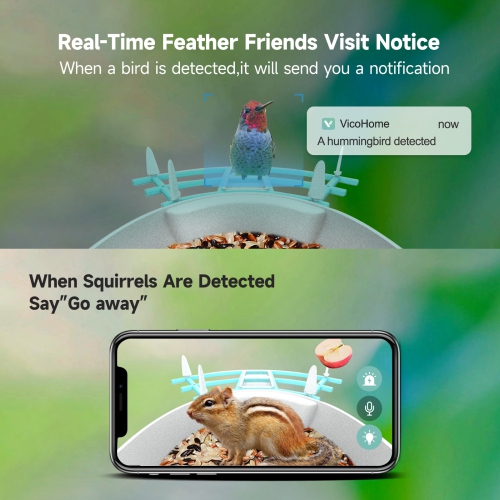 Smart Bird Feeder with Camera,AI Identify Bird Breed,Solar-Powered WiFi HD Live Camera,Auto Capture Garden Bird Watching
