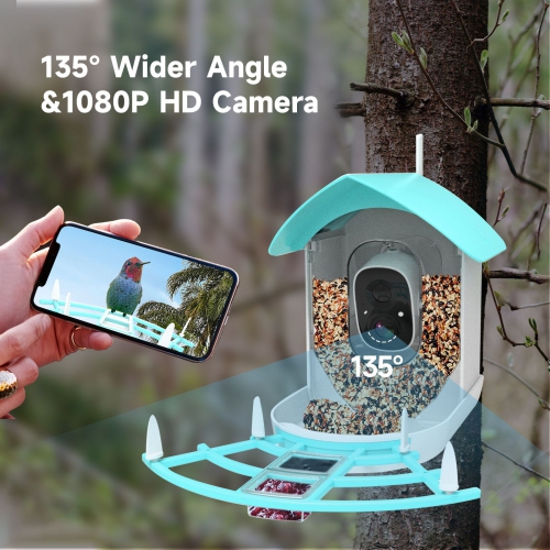 Smart Bird Feeder with Camera,AI Identify Bird Breed,Solar-Powered WiFi HD Live Camera,Auto Capture Garden Bird Watching