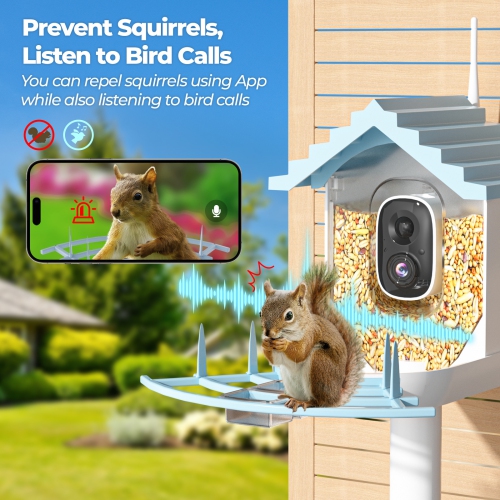 Smart Bird Feeder with Camera,AI Bird Species Recognition,HD Real-Time Video & Motion Detection,WiFi Camera with Solar Panel