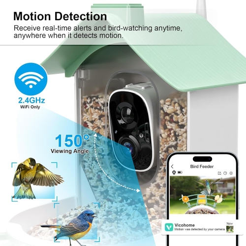 Mangeoire à oiseaux avec caméra, Maison à oiseaux intelligente, Caméra HD AI Identification des espèces d'oiseaux, Vidéo d'oiseaux à capture