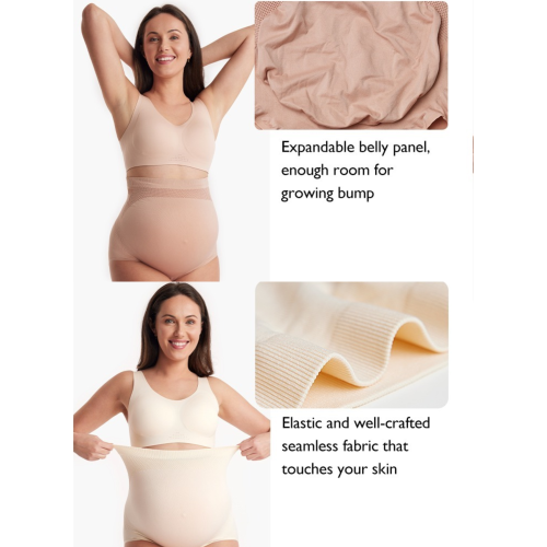 Momcozy Women's Maternity High Waist Underwear Pregnancy Soft Seamless Maternity Underwear Over Bump