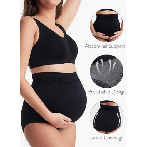Momcozy Women's Maternity High Waist Underwear Pregnancy Soft Seamless Maternity Underwear Over Bump