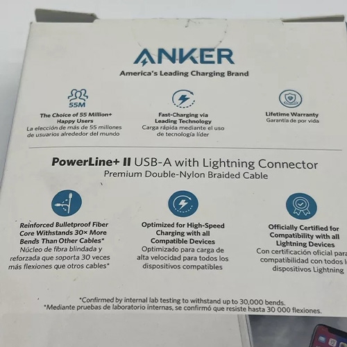 Open Box - ANKER PowerLine II Lightning/USB Data Transfer Cable-White