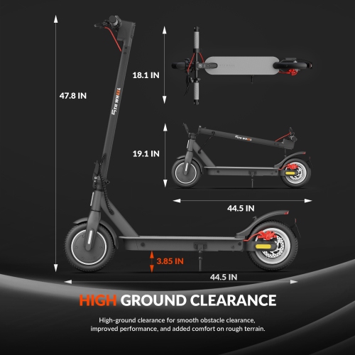5TH WHEEL BS09 Commuting Electric Scooter for Adults – 350W Motor, 28 KM/H Max Speed, 32KM Long Range, 10" Solid Tires, Turn Signals, Foldable &