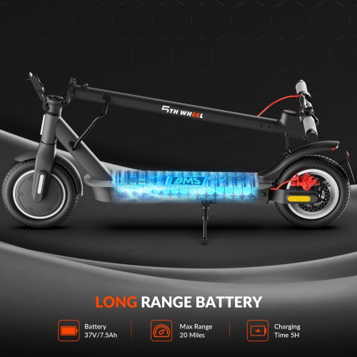 5TH WHEEL BS09 Commuting Electric Scooter for Adults – 350W Motor, 28 KM/H Max Speed, 32KM Long Range, 10" Solid Tires, Turn Signals, Foldable &