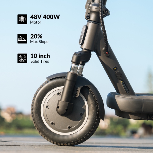5TH WHEEL BS14 Adult Electric Scooter - 40KM Range & 32KM/H, 400W Motor, 10" Solid Tires, Dual Suspension, Turn Signals & Ambient Light