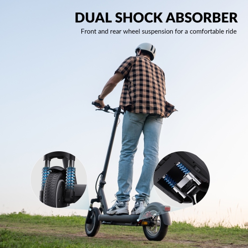 5TH WHEEL BS14 Adult Electric Scooter - 40KM Range & 32KM/H, 400W Motor, 10" Solid Tires, Dual Suspension, Turn Signals & Ambient Light