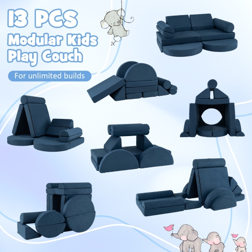 Gymax 13 PCS Modular Kids Play Couch Versatile Toddler Sectional Sofa Set