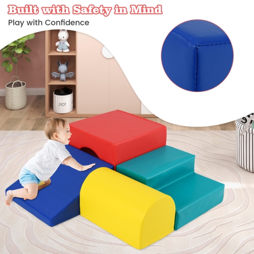 Gymax Kids Climb & Crawl Activity Playset Blocks w/ Waterproof PU Cover EPE Foam Multi-color