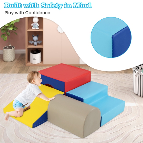 Gymax Kids Climb & Crawl Activity Playset Blocks w/ Waterproof PU Cover EPE Foam