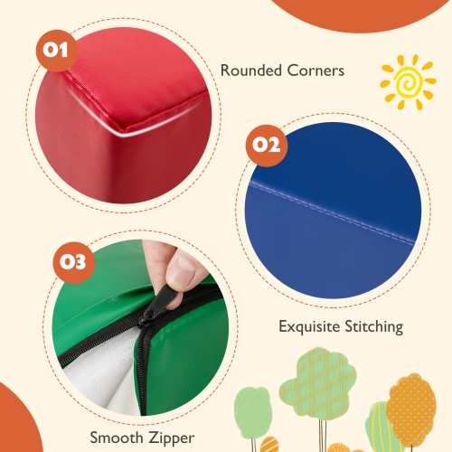 Gymax 6 PCS Kids Climber Play Set Indoor Foam Climb & Crawl Activity Blocks w/ Cover