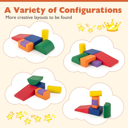 Gymax 6 PCS Kids Climber Play Set Indoor Foam Climb & Crawl Activity Blocks w/ Cover