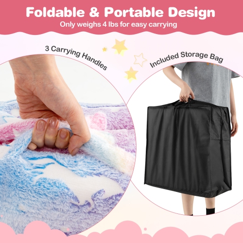 Gymax Foldable Floor Mattress for Kids Glow in the Dark Toddler Nap Mat Tri-Folding