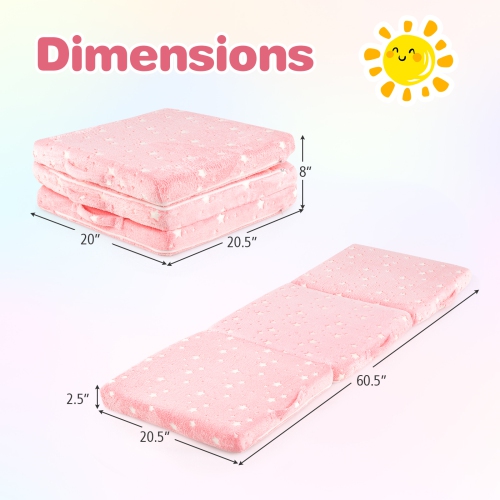 Gymax Foldable Floor Mattress for Kids Glow in the Dark Toddler Nap Mat Tri-Folding