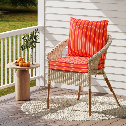 Gymax 2PCS Deep Seat Chair Cushion Pads Set Indoor/Outdoor w/ Rope Belts