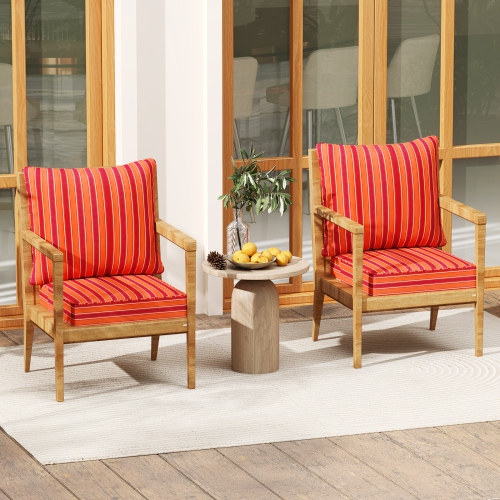 Gymax 2PCS Deep Seat Chair Cushion Pads Set Indoor/Outdoor w/ Rope Belts