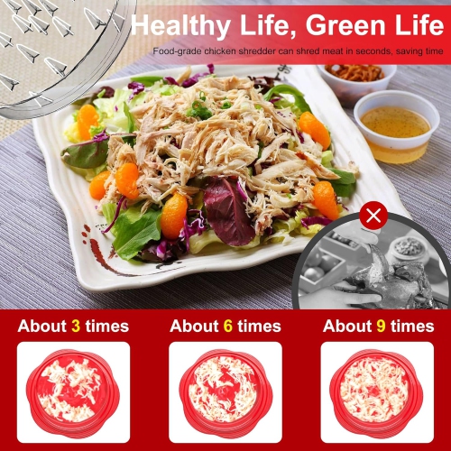 Déchiqueteur de poulet grand format avec brosse et fourchette, déchiqueteuse à viande visible, bande antidérapante robuste, poignée ergonomique, sans