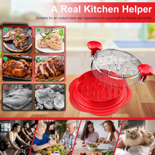 Déchiqueteur de poulet grand format avec brosse et fourchette, déchiqueteuse à viande visible, bande antidérapante robuste, poignée ergonomique, sans