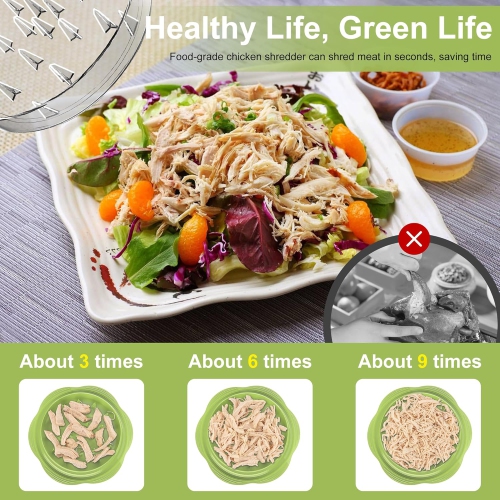 Déchiqueteur de poulet grand format avec brosse et fourchette, déchiqueteuse à viande visible, bande antidérapante robuste, poignée ergonomique, sans