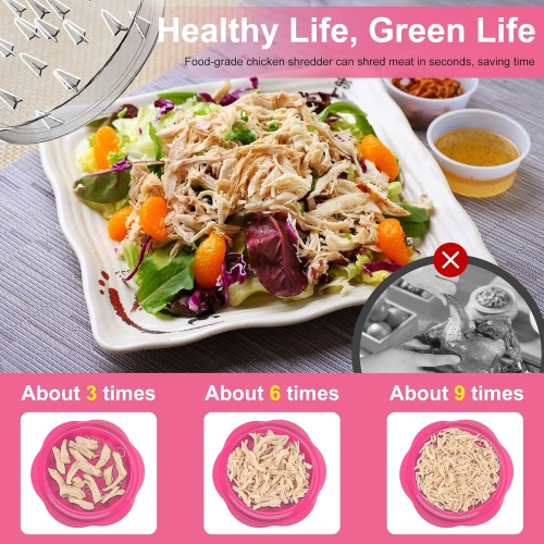 Déchiqueteur de poulet grand format avec brosse et fourchette, déchiqueteuse à viande visible, bande antidérapante robuste, poignée ergonomique, sans