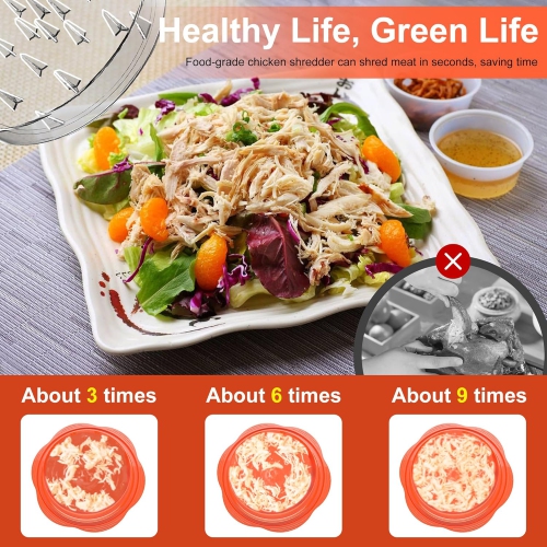 Déchiqueteur de poulet grand format avec brosse et fourchette, déchiqueteuse à viande visible, bande antidérapante robuste, poignée ergonomique, sans