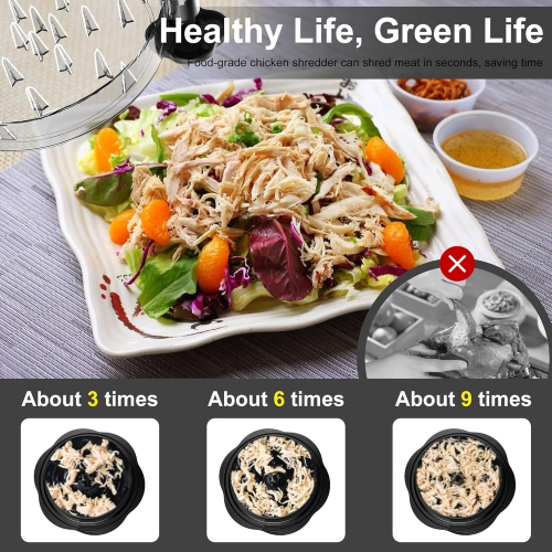 Déchiqueteur de poulet grand format avec brosse et fourchette, déchiqueteuse à viande visible, bande antidérapante robuste, poignée ergonomique, sans