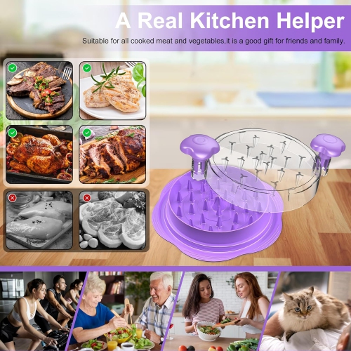 Chicken Shredder Large Chicken Breast Shredder Tool Twist with Brush & Fork, Visible Meat Shredder, Strong Anti-Slip Strip, Ergonomic Handle, BPA