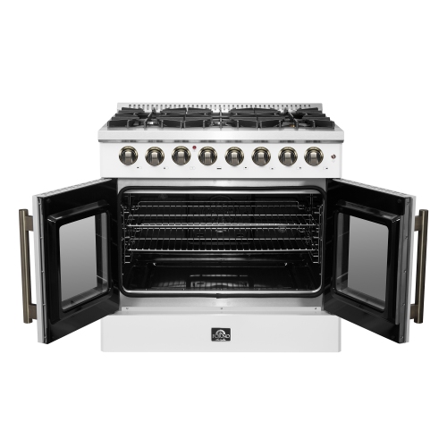 Forno Galiano 36-inch Freestanding French Door Dual Fuel Range White