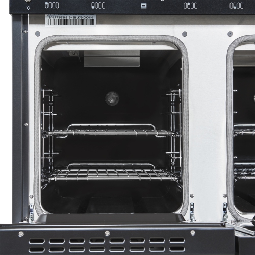 Forno Antico 48-Inch Freestanding Gas Range, Black, Antique Brass Design, 8 Burners, Griddle, Double Ovens, Energy Efficient