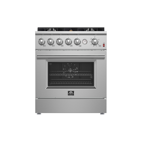 FORNO Giovanni Cuisinière à gaz de 30 po en acier inoxydable, 5 brûleurs 67 000 BTU, 4,32 pi³ Four à convection