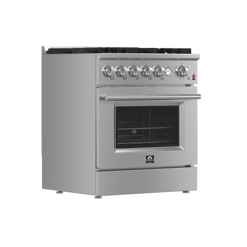 FORNO Giovanni Cuisinière à gaz de 30 po en acier inoxydable, 5 brûleurs 67 000 BTU, 4,32 pi³ Four à convection