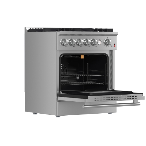 FORNO Giovanni Cuisinière à gaz de 30 po en acier inoxydable, 5 brûleurs 67 000 BTU, 4,32 pi³ Four à convection
