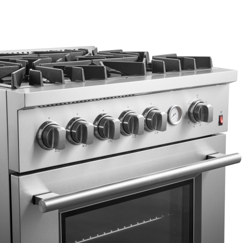 FORNO Giovanni Cuisinière à gaz de 30 po en acier inoxydable, 5 brûleurs 67 000 BTU, 4,32 pi³ Four à convection