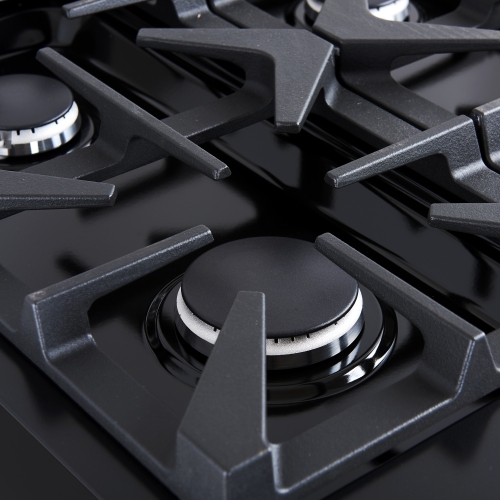 Forno Antico 36-Inch Freestanding Gas Range, Black, Antique Brass Design, 6 Burners, Convection Oven, Energy Efficient