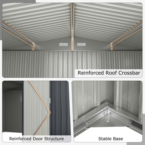Remise extérieure 12 x 9,8 pi en métal galvanisé résistant aux intempéries et à la rouille de Costway