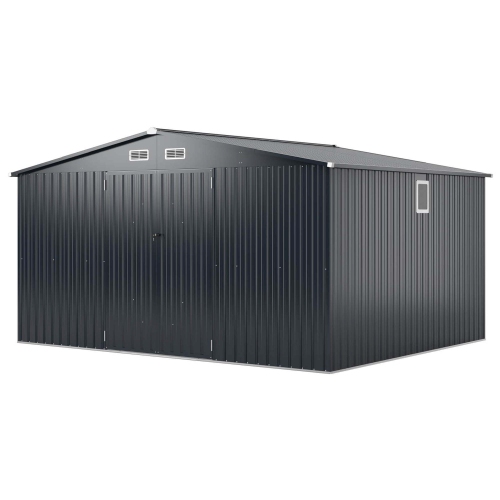 Remise extérieure 12 x 9,8 pi en métal galvanisé résistant aux intempéries et à la rouille de Costway