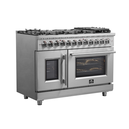 Forno Massimo – Cuisinière biénergie à deux portes de 48 po, 8 brûleurs, four à convection véritable